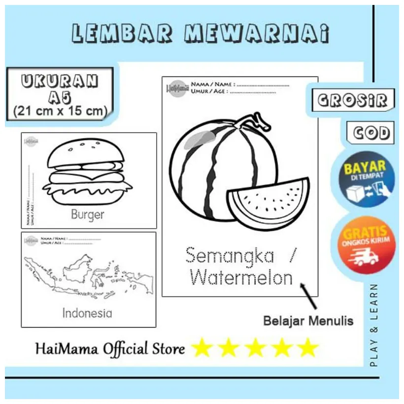 Jual gambar coloring sheet lembar aktivitas