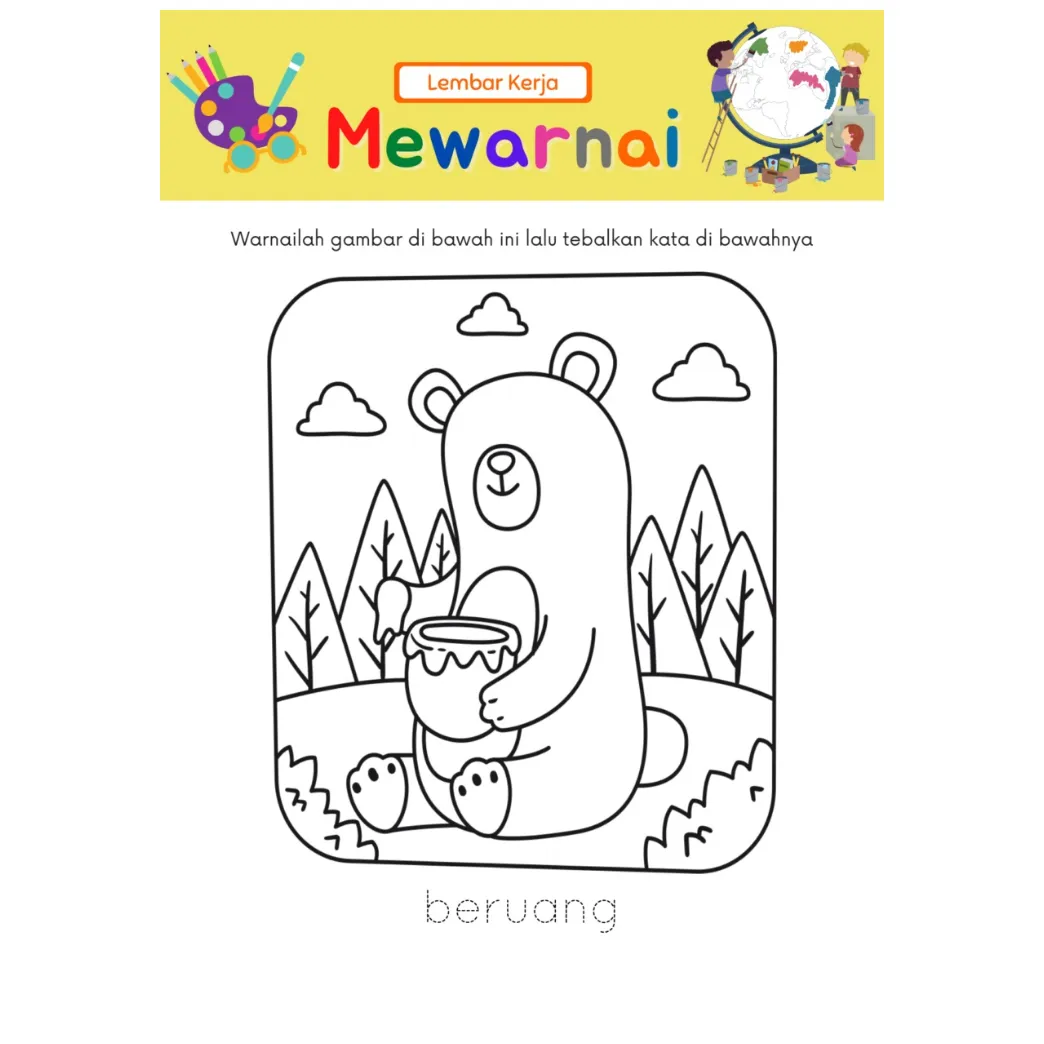 Jual lembar kerja mewarnai / lembar sketsa mewarnai / gambar sketsa