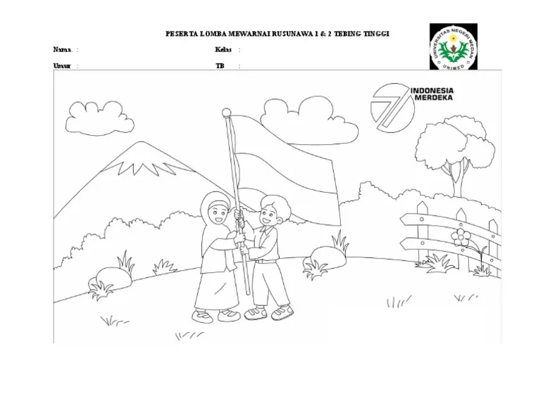 Gambar mewarnai Detail gambar 17 agustus untuk mewarnai koleksi nomer 41 siap cetak