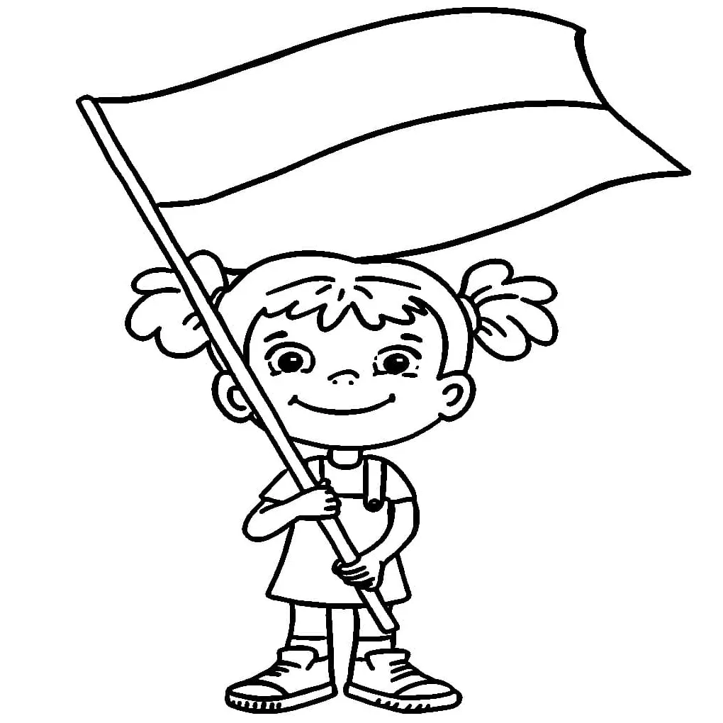 Gadis kecil dan bendera 17 agustus
