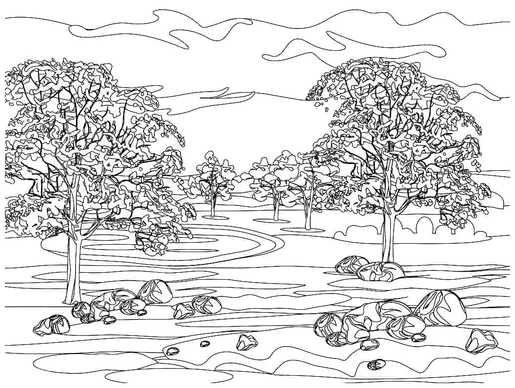 Landskap dengan pokok