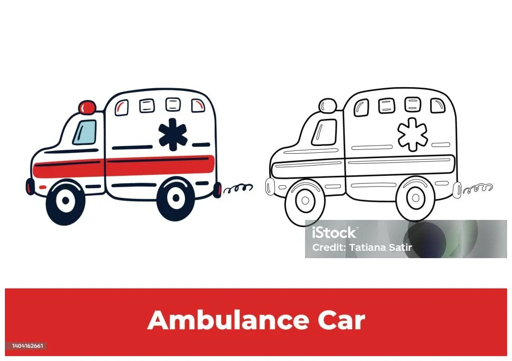 Halaman mewarnai mobil ambulans ilustrasi stok unduh gambar sekarang