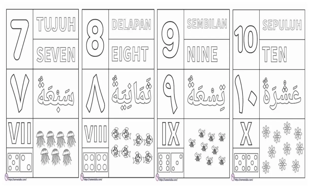 Gambar mewarnai & mengenal angka 1-10