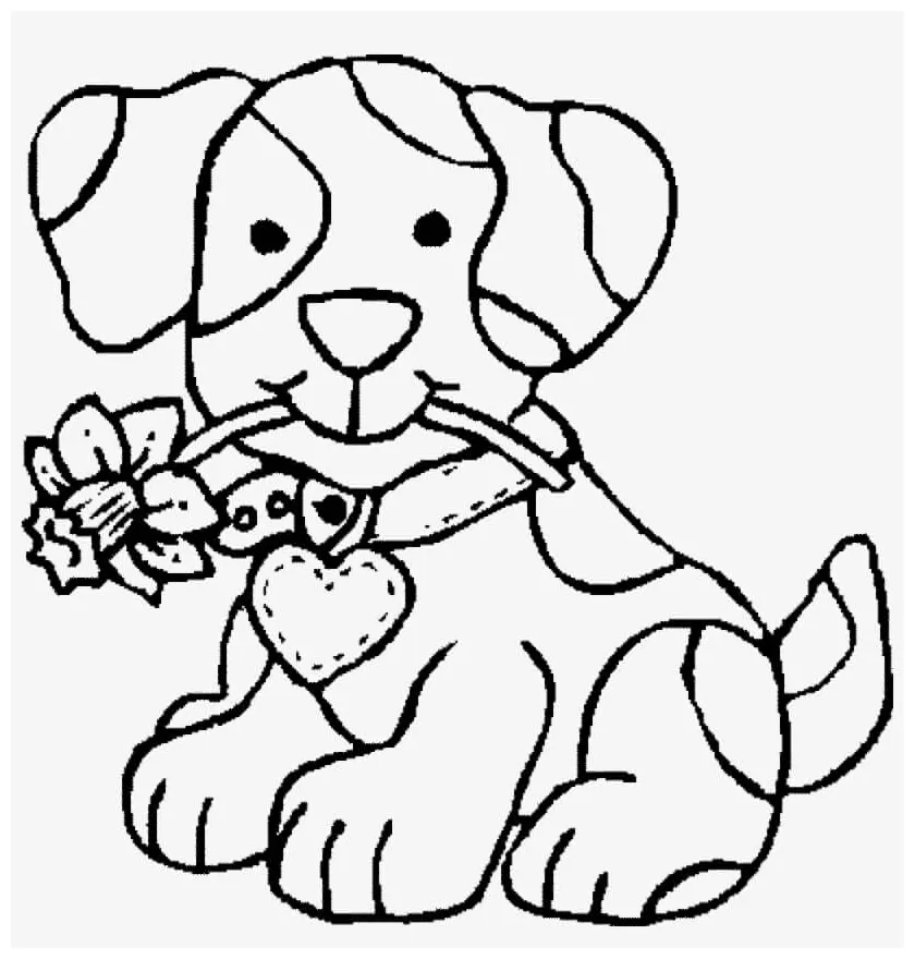 Menggambar Anjing dengan Bunga