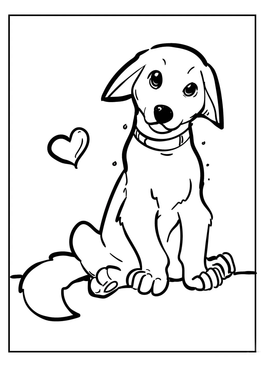 Gambar mewarnai Menggambar anjing siap cetak