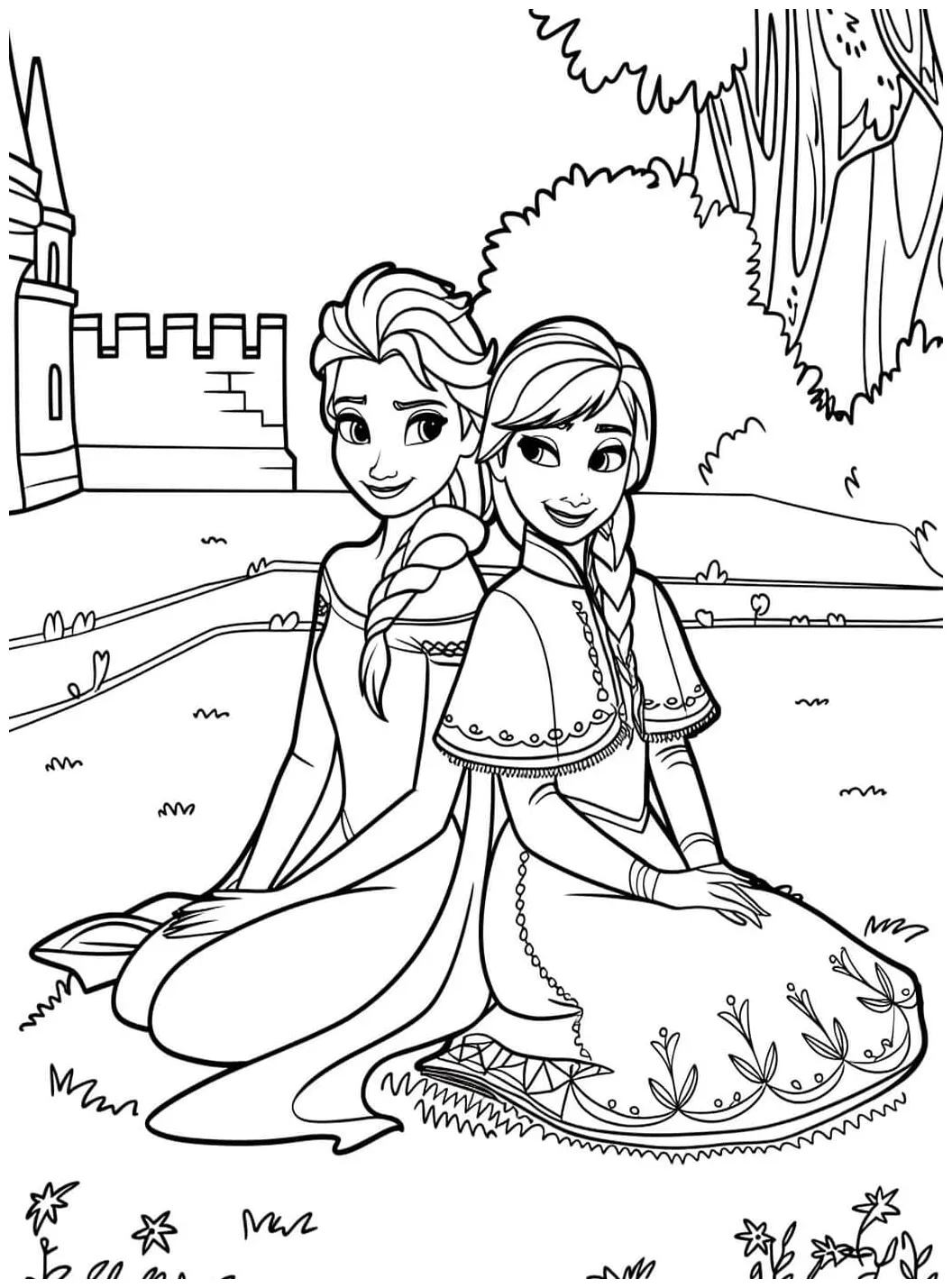 Elsa dan anna di rumput
