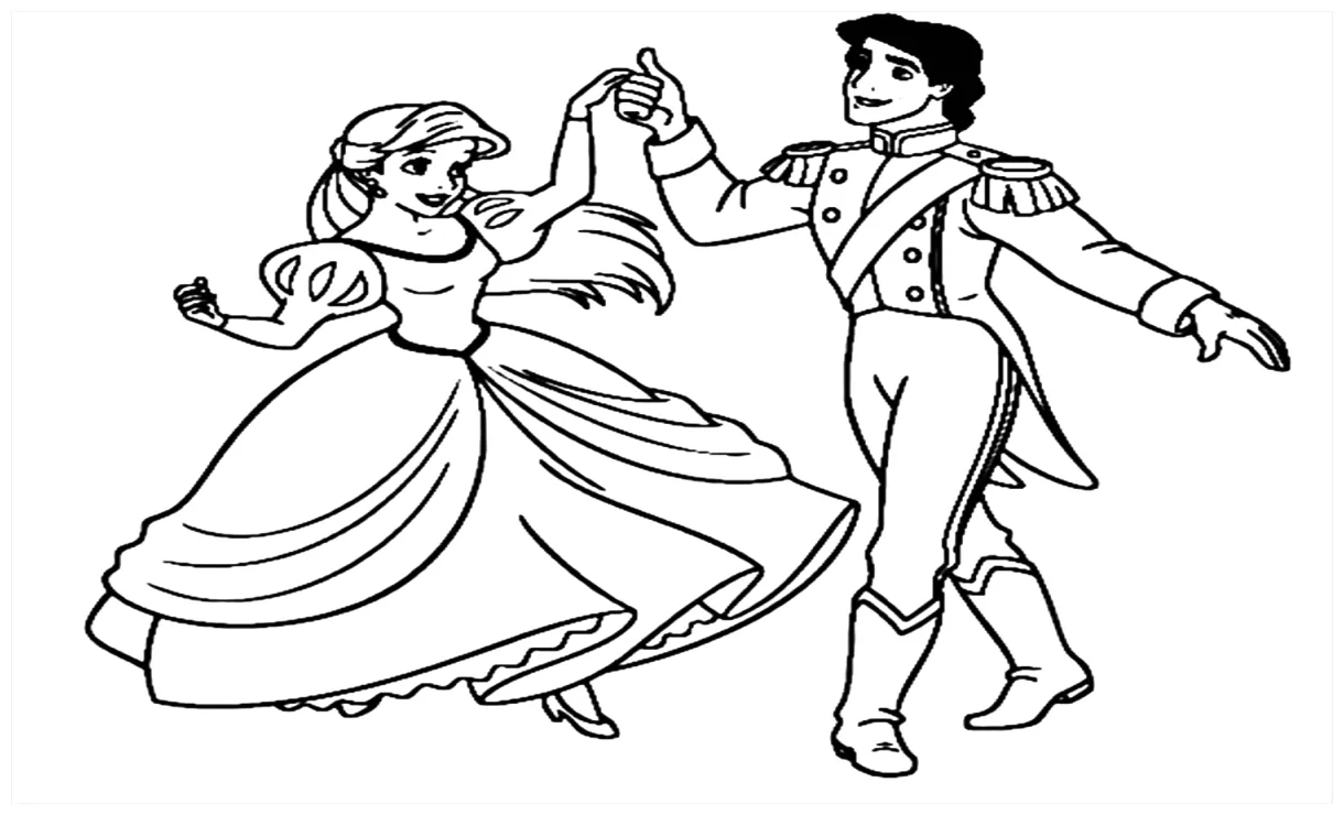 Gambar mewarnai Ariel dan eric siap cetak