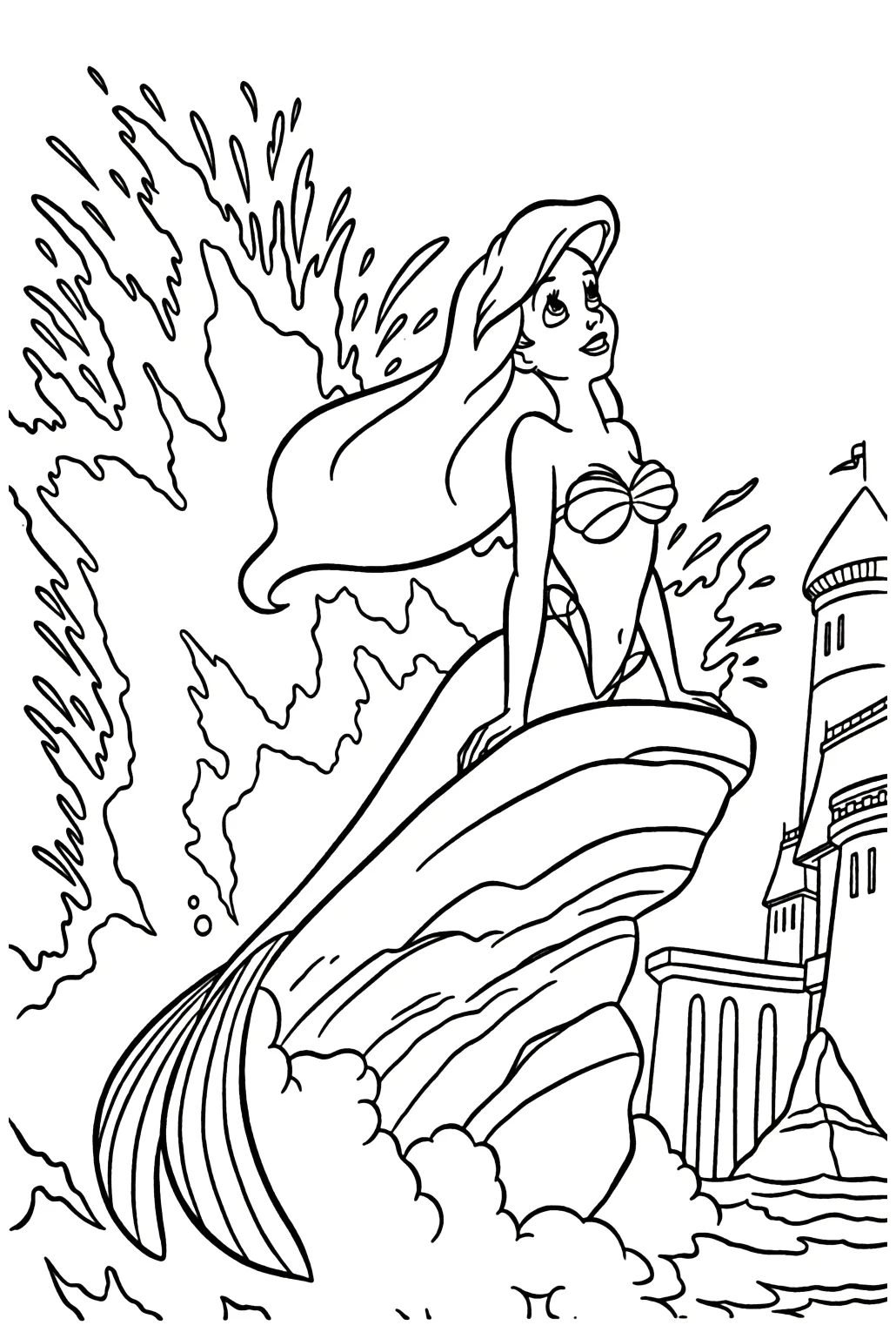 Gambar mewarnai Ariel the little mermaid siap cetak