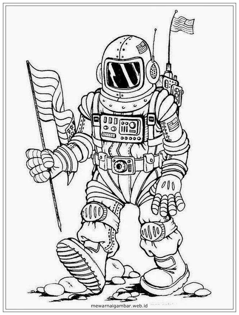 Gambar mewarnai Gambar mewarnai gambar astronot sketsa animasi di rebanas rebanas siap cetak