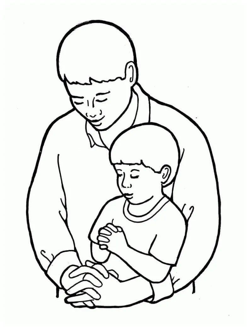 Anak berdoa dengan ayah