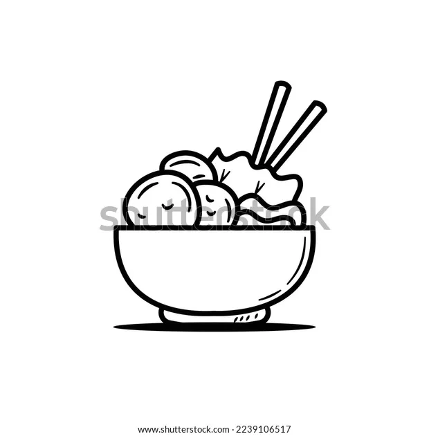 Bakso indonesian food coloring book hand stock vector