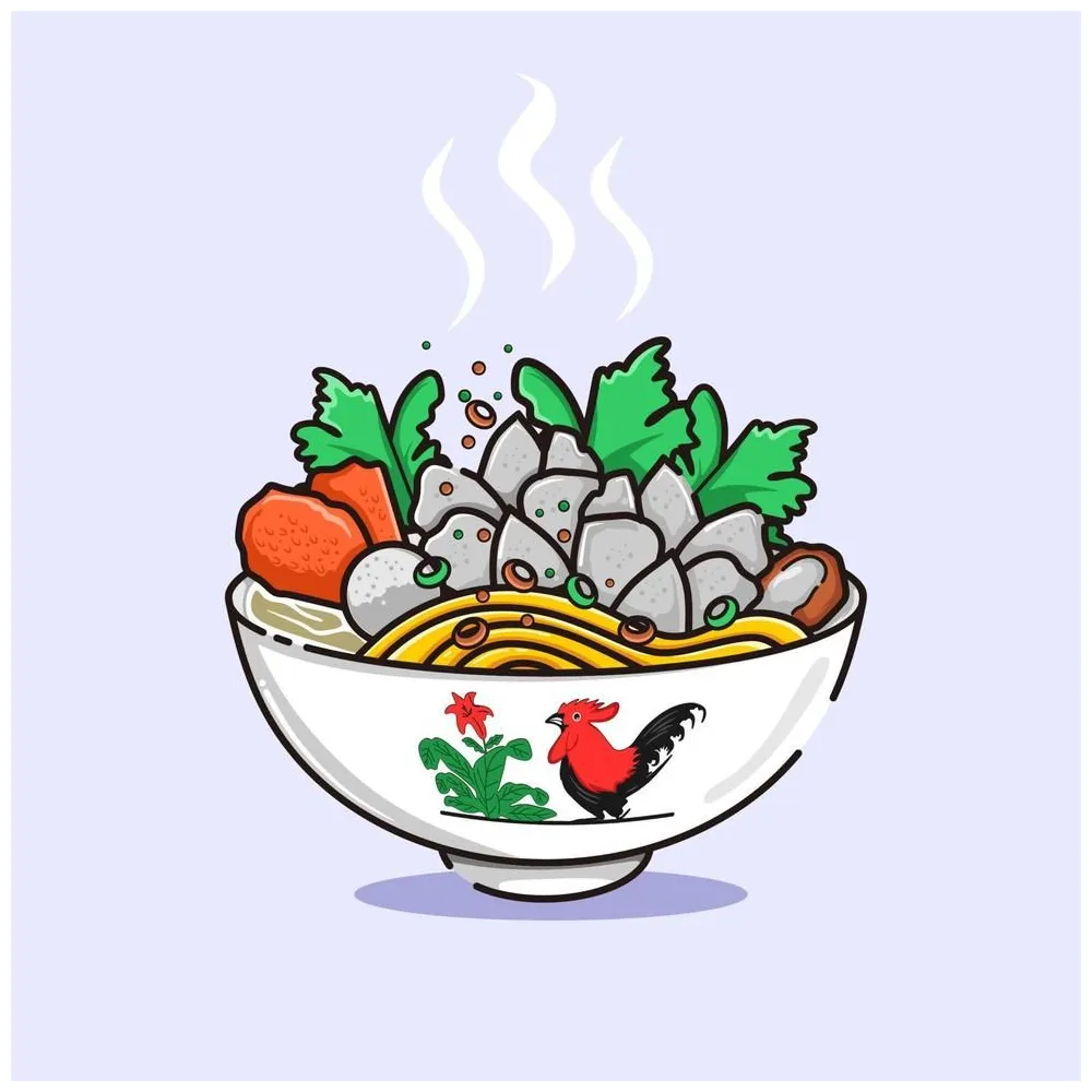 Indonesian Famous Food Bakso Vector Illustration