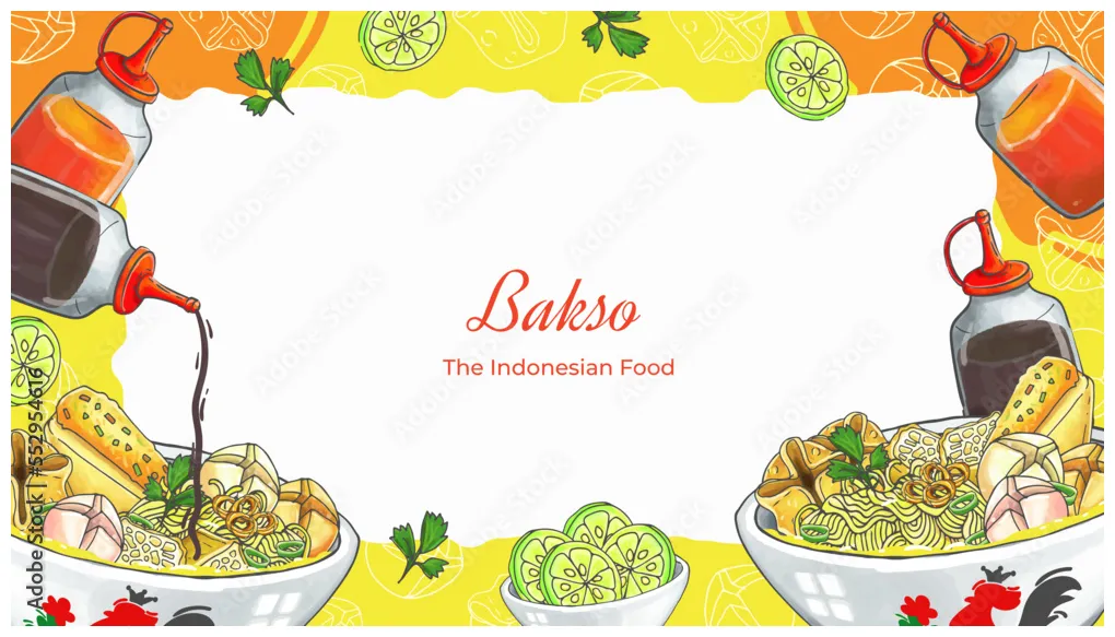 Hand Drawn Bakso Indonesian Food Background Stock Vector | Adobe Stock