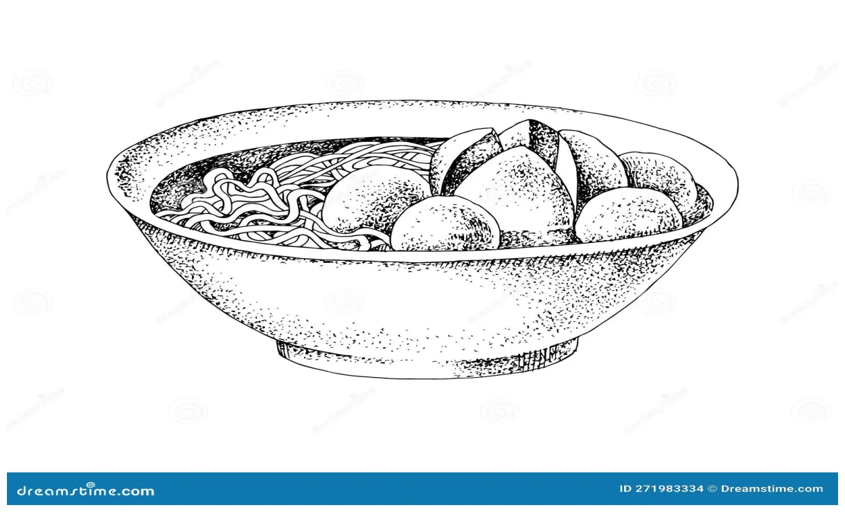 Bakso indonesian food, hand drawing illustration. cartoondealer