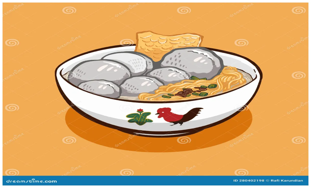 Bakso indonesian food, hand drawing illustration. cartoondealer