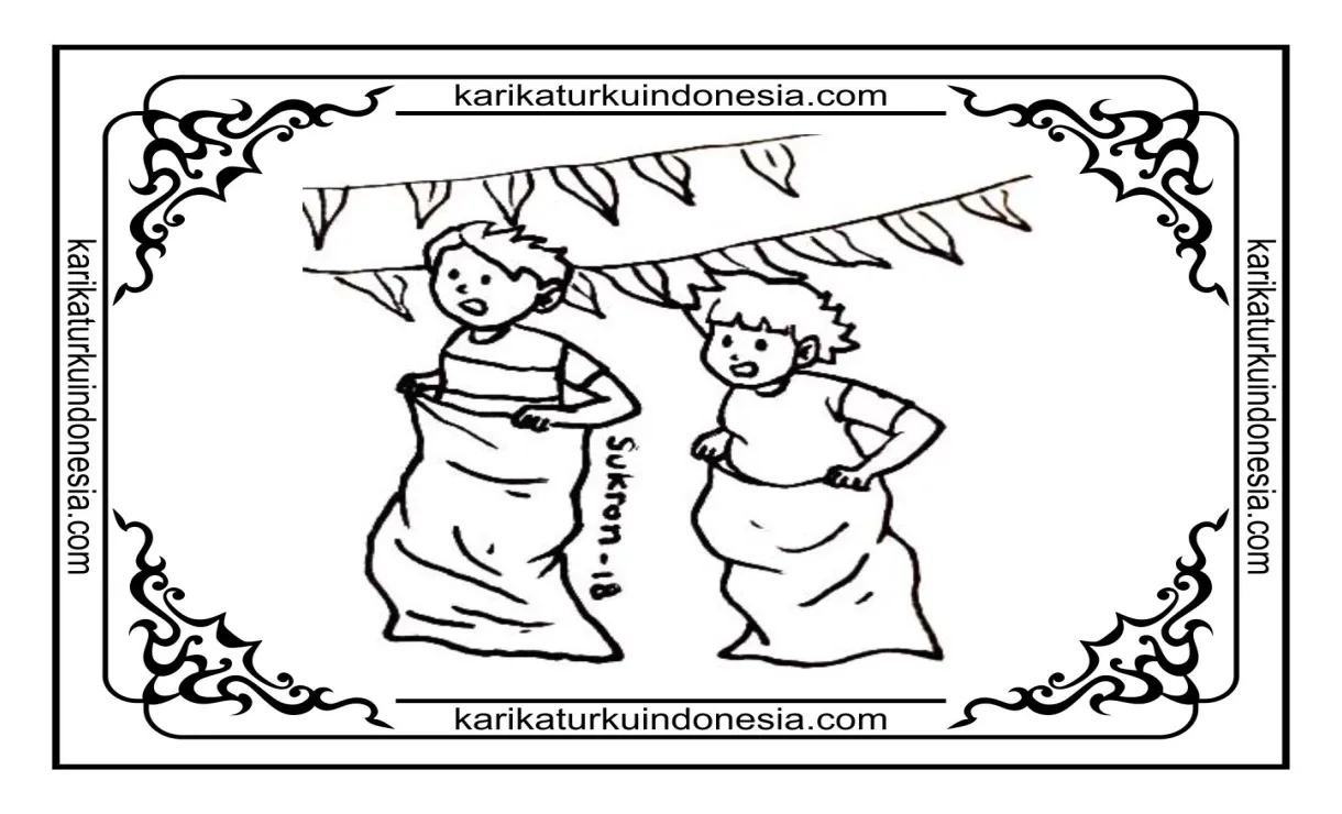 Gambar mewarnai lomba balap karung