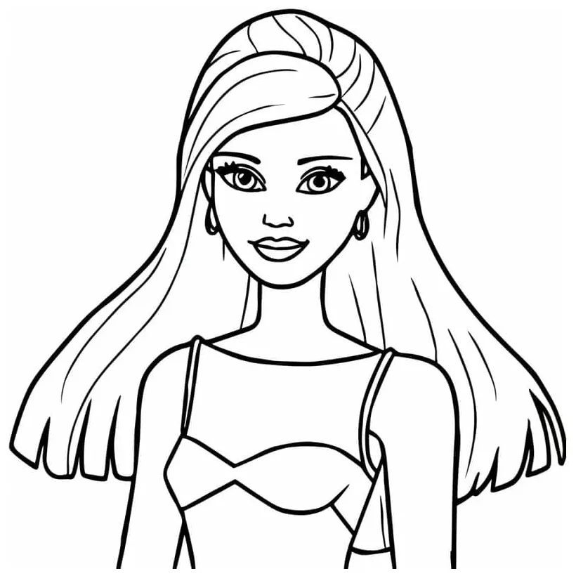 Gambar mewarnai Cetak barbie cantik siap cetak