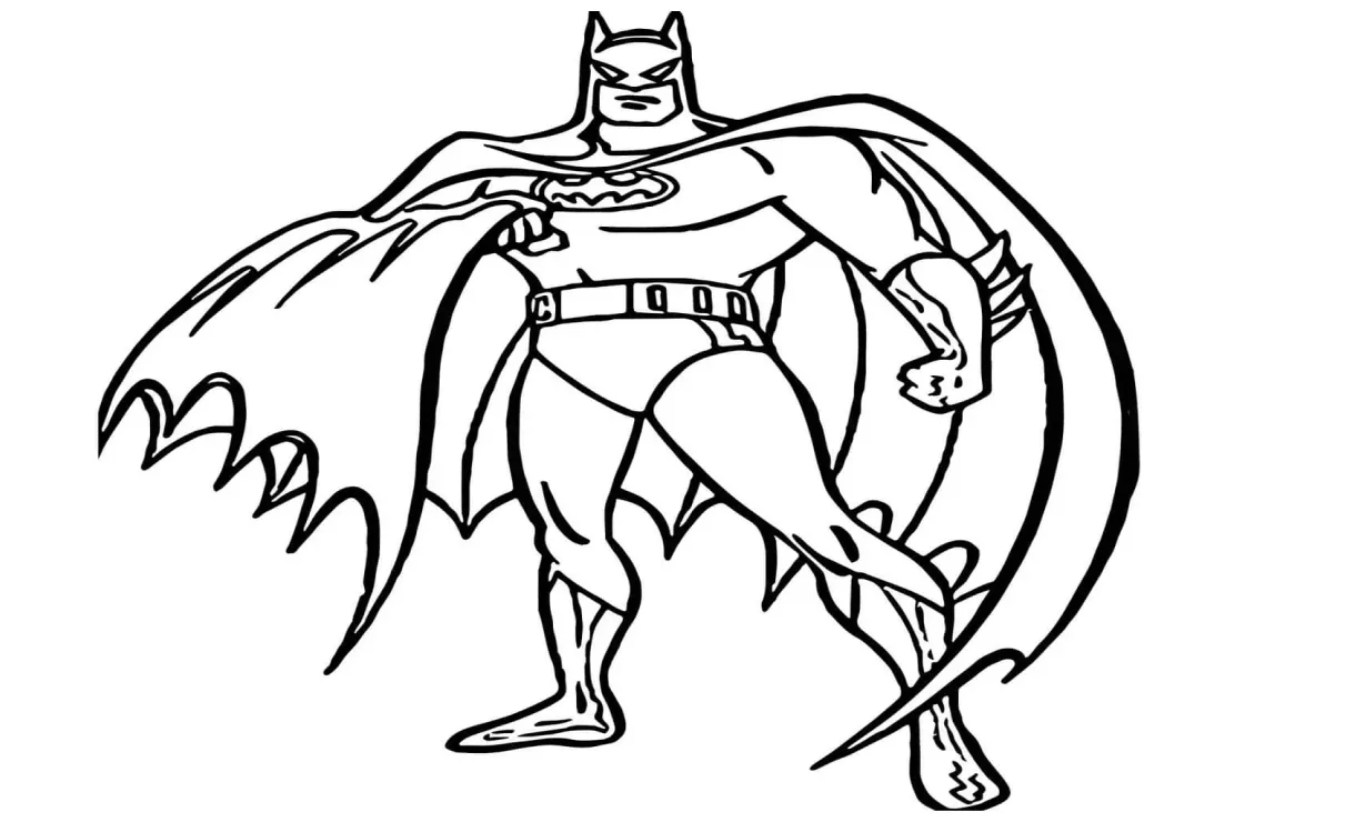 Gambar mewarnai Batman memegang cape nya siap cetak