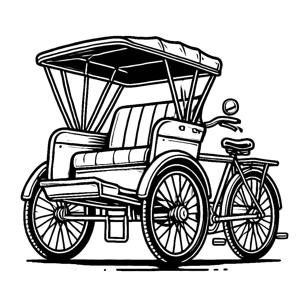 Gambar becak yang dicetak