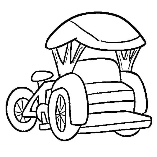 Gambar mewarnai Becak biasa siap cetak
