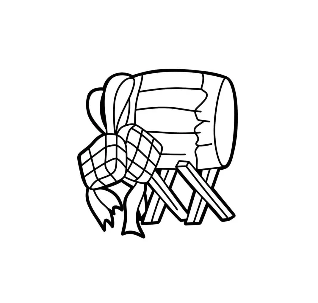 Menggambar ketupat dan bedug