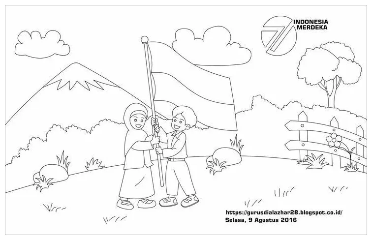 Gambar Mewarnai Bendera Merah Putih - 55+ Koleksi Gambar