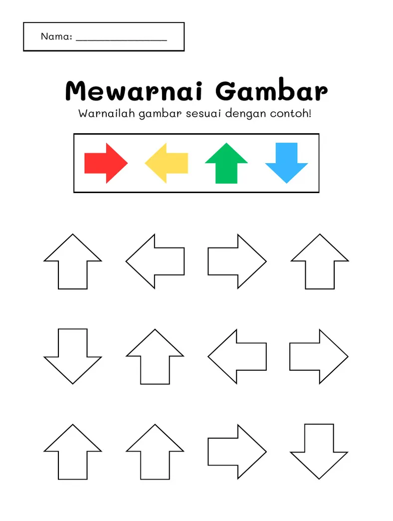 Mewarnai gambar lembar kerja warna-warni bentuk pdf
