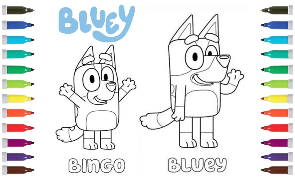 Bluey coloring pages bluey and bingo andrew a & viani lost [ncs
