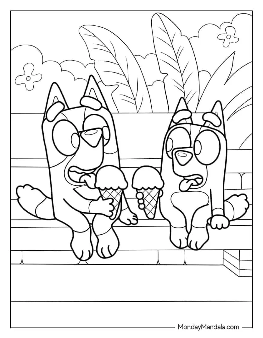 Páginas para colorir bluey bingo download digital de 3 pacotes verloop
