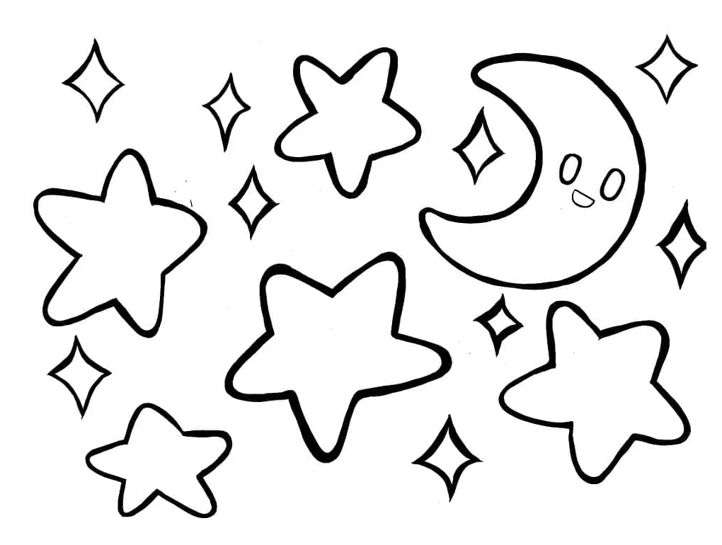 Bulan dan bintang yang lucu