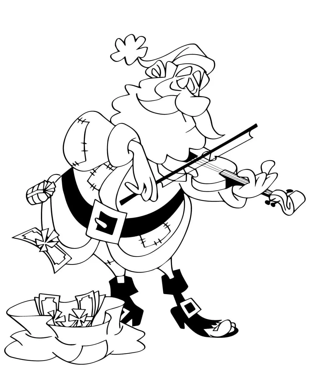 Santa bermain biola
