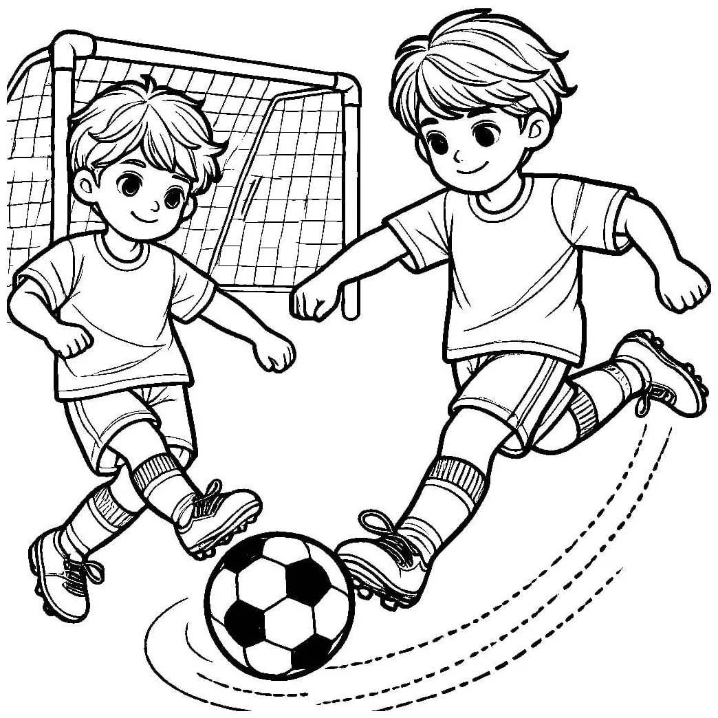 Gambar mewarnai Pemain berjuang untuk bola siap cetak