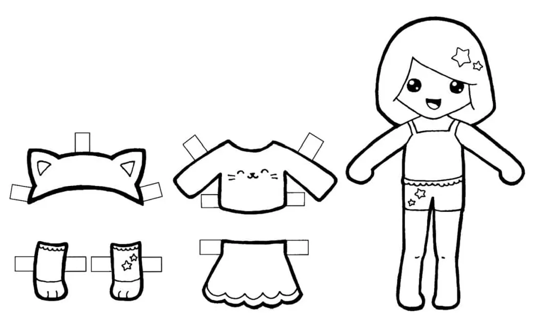 Gambar mewarnai Boneka kertas siap cetak
