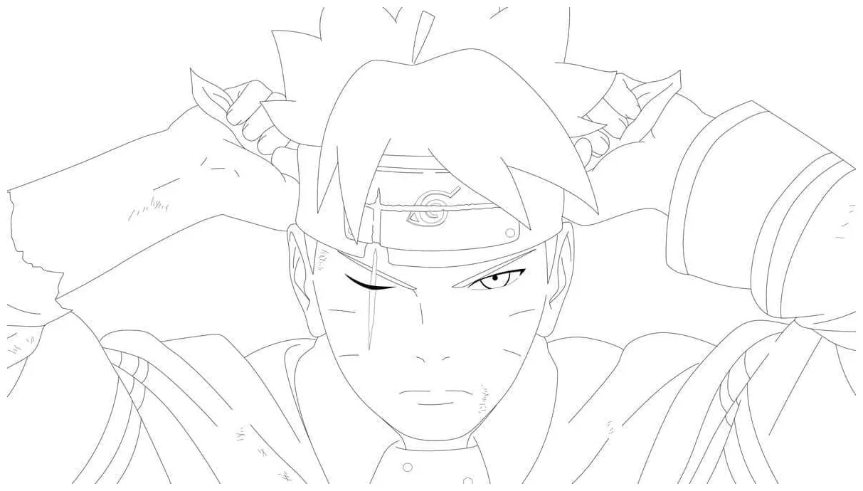 Gambar mewarnai Boruto yang tampan siap cetak