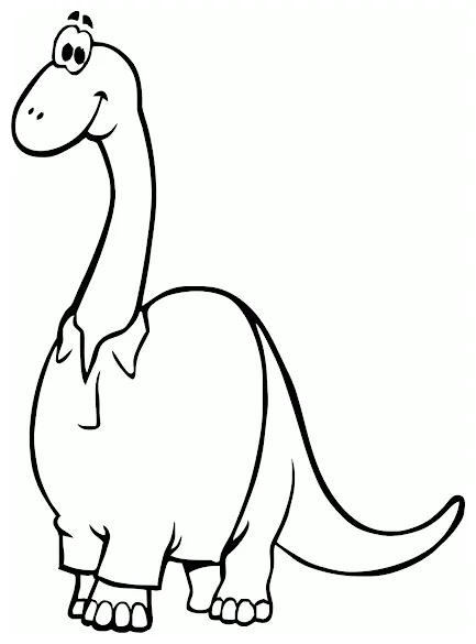 Gambar mewarnai Mewarnai gambar brontosaurus lagi pakai baju, lucu lohh contoh anak paud siap cetak