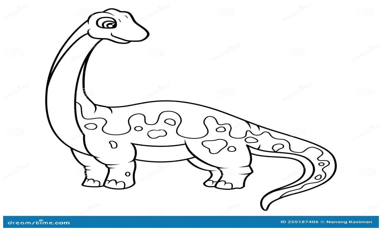Hand drawn of brontosaurus line art stock vector illustration of