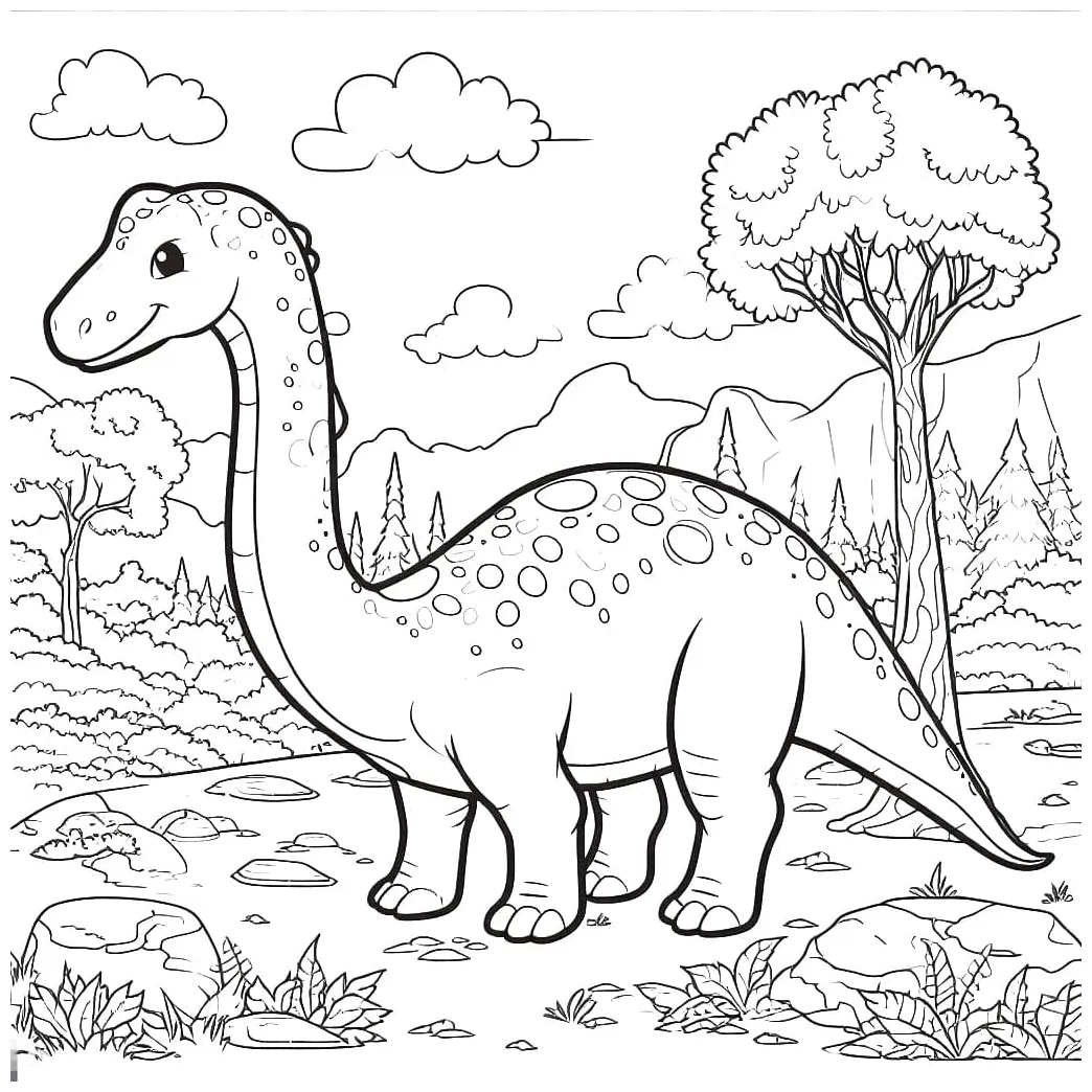 Lovely brontosaurus coloring page download, print or color online for