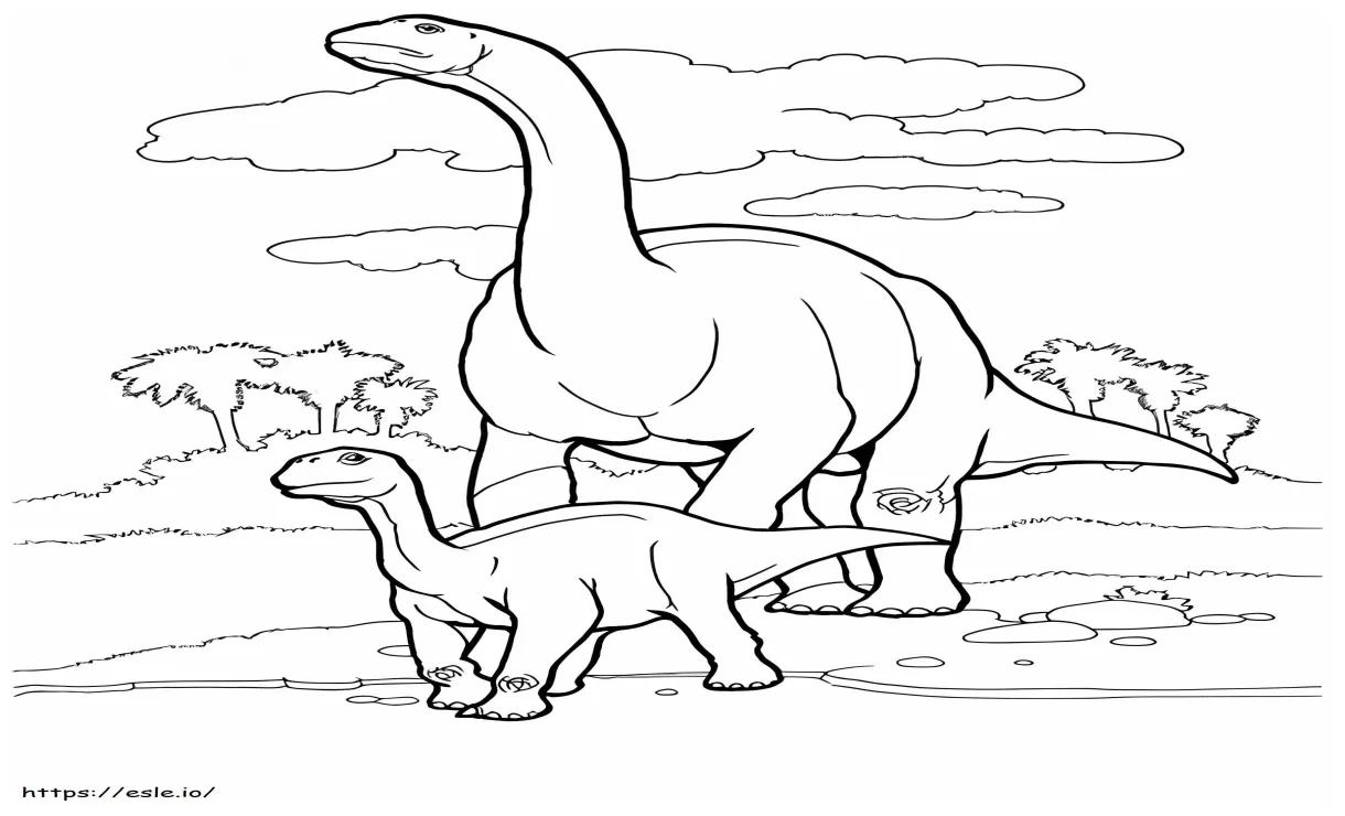 Brontosaurus family coloring page