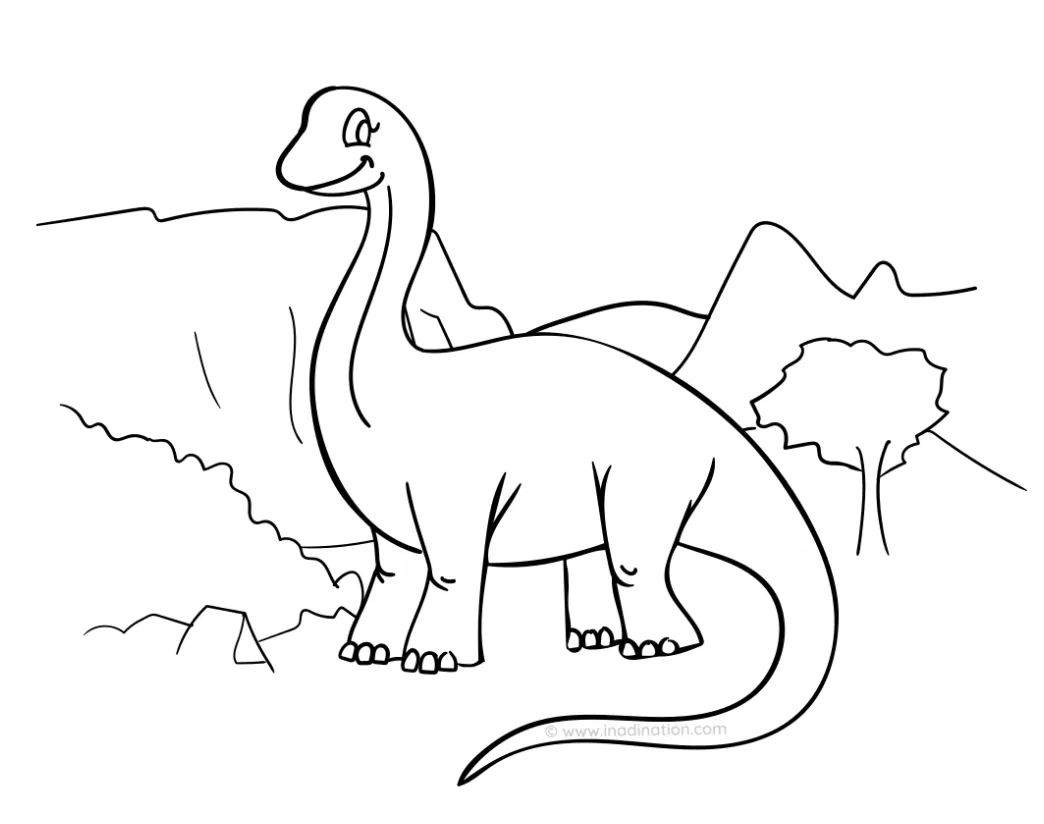 Mewarnai dino brontosaurus inadination