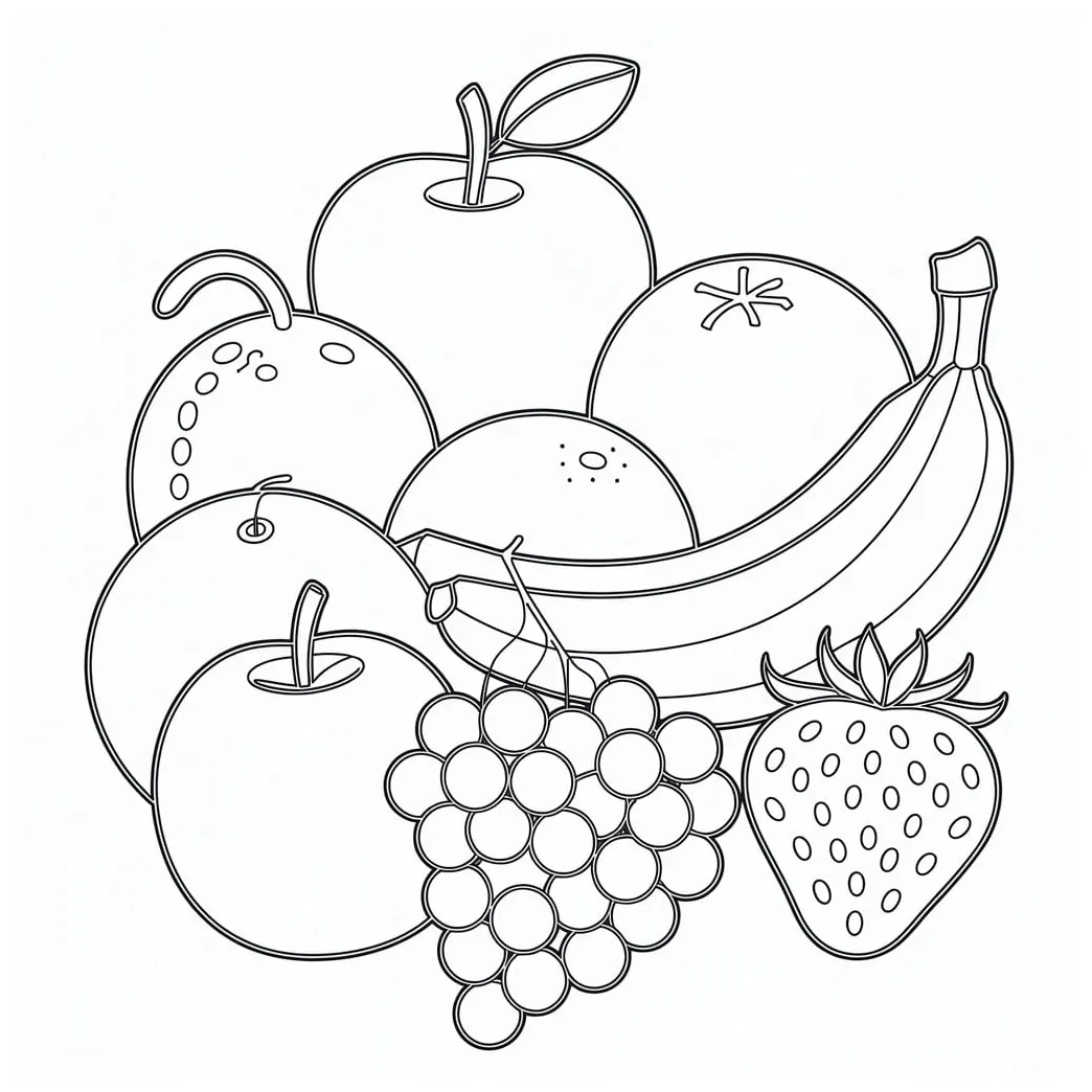 Gambar mewarnai Gambar buah gratis siap cetak