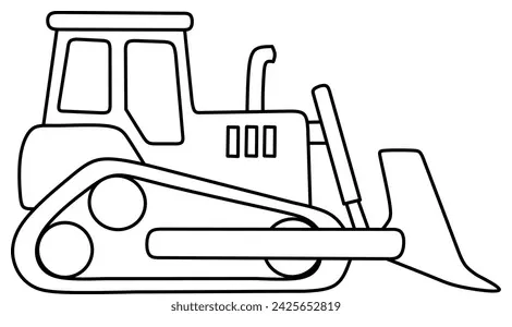 Buldoser line art coloring book page stock vector