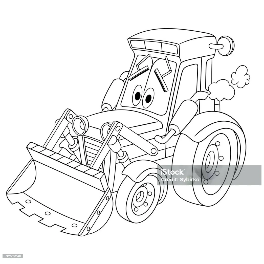 Halaman traktor kartun ilustrasi stok unduh gambar