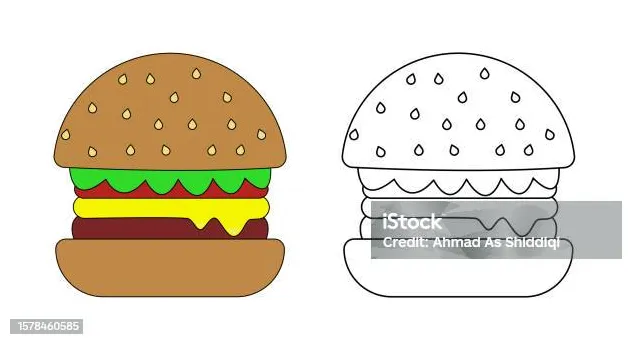 Buku mewarnai cartoon burger untuk halaman mewarnai aktivitas anakanak