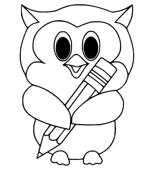 Gambar mewarnai Burung hantu lucu dengan pensil siap cetak