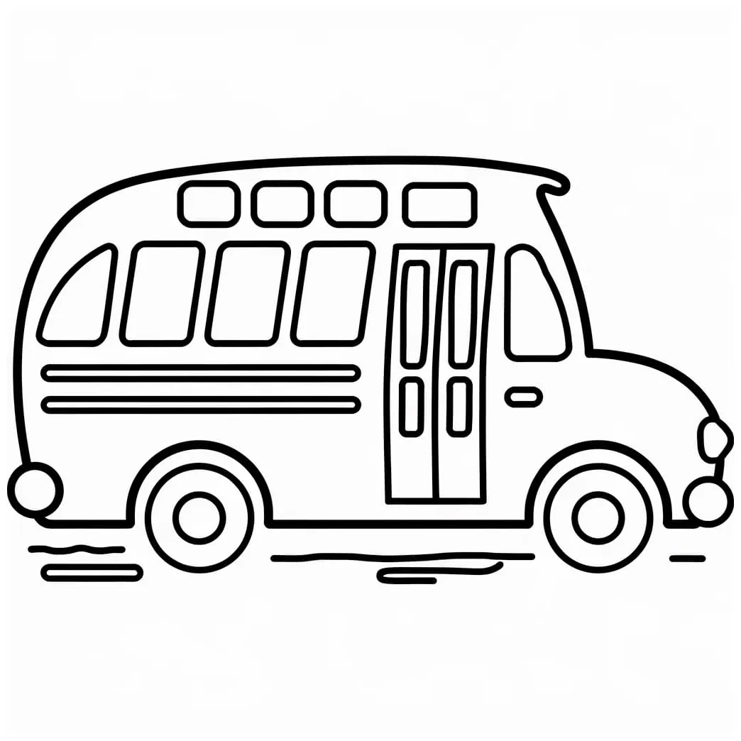 Gambar mewarnai Bus mudah lucu siap cetak