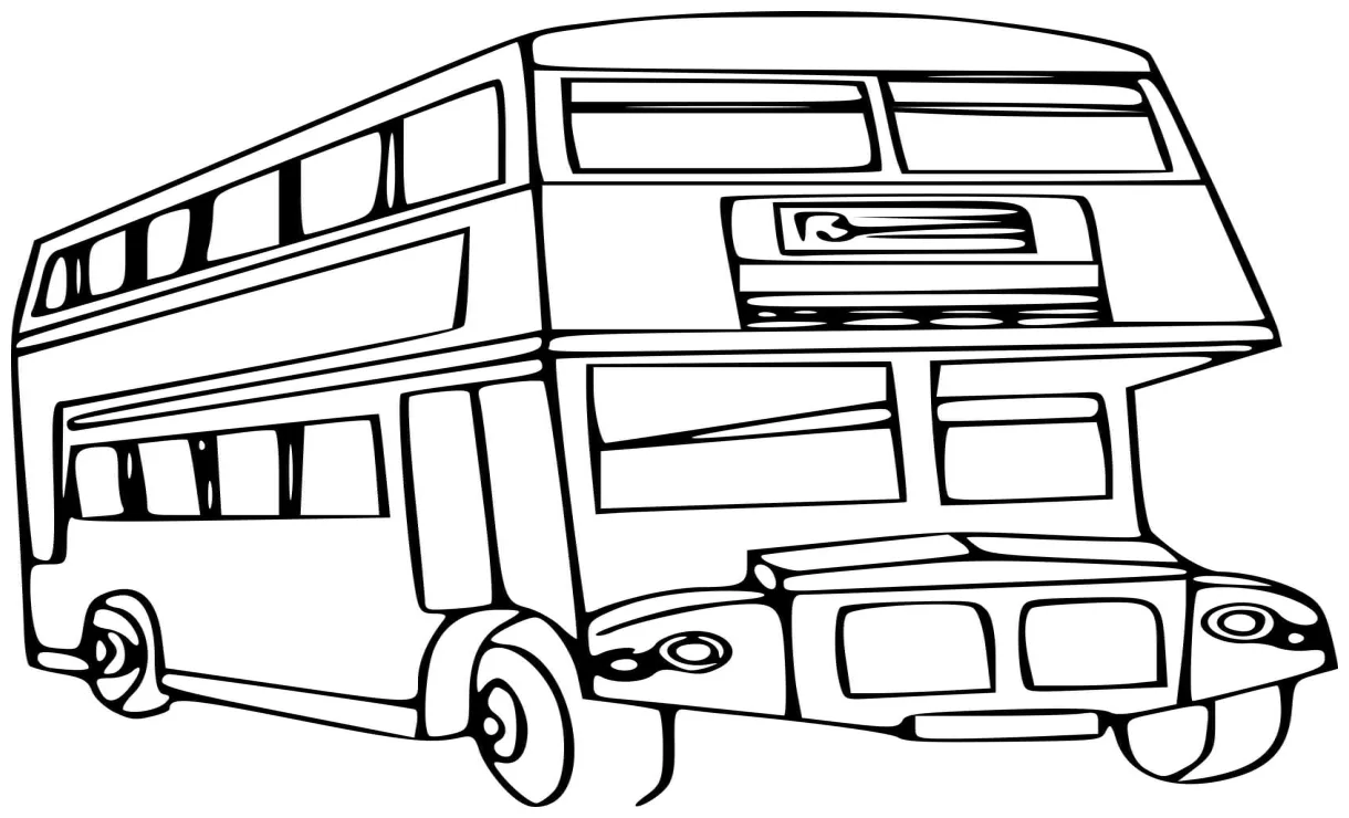Gambar mewarnai Bus sederhana untuk menggambar siap cetak