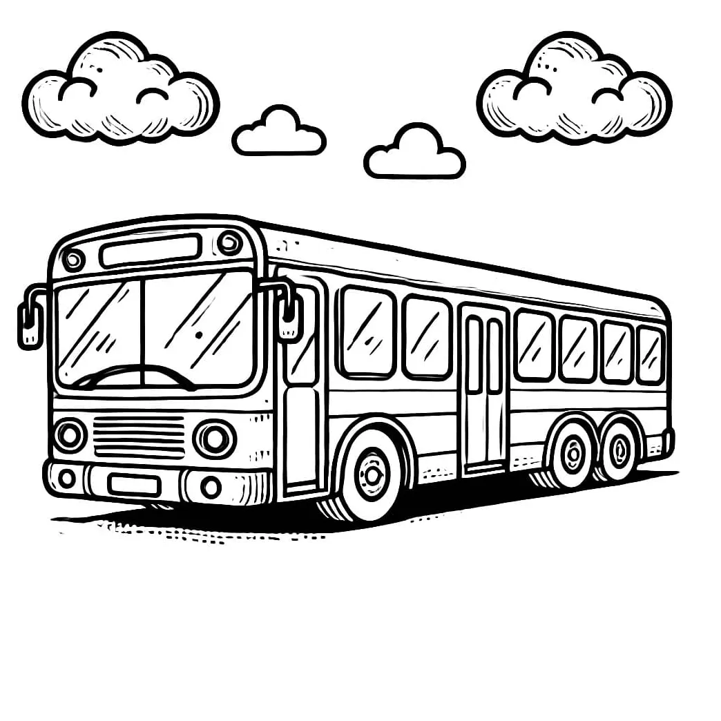 Bus dengan awan gambar