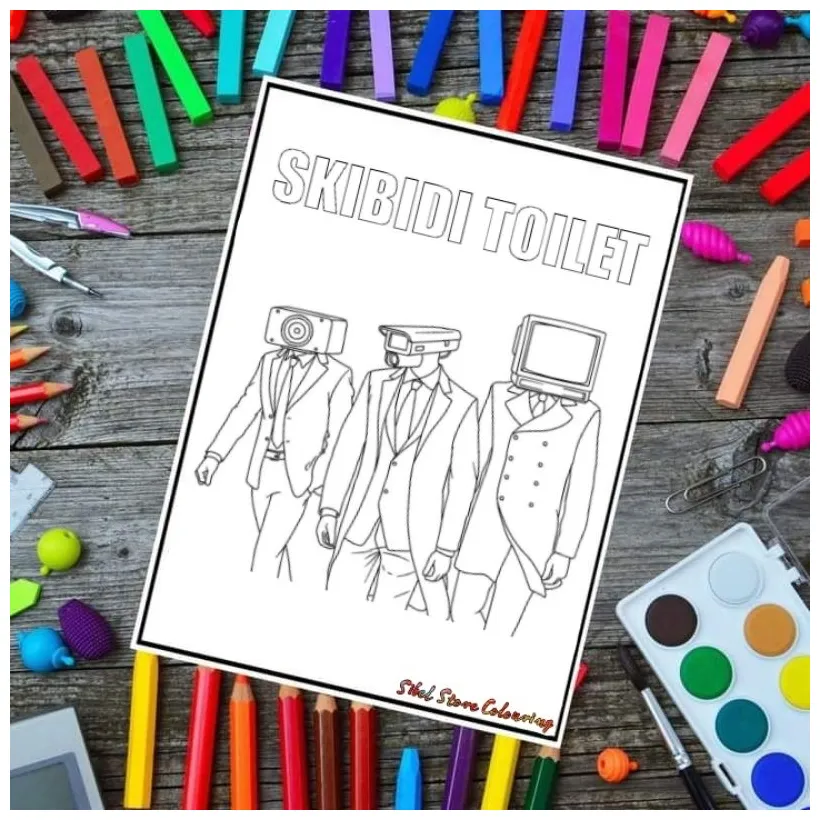Jual kertas mewarnai gambar anak tema skibidi toilet kertas brief