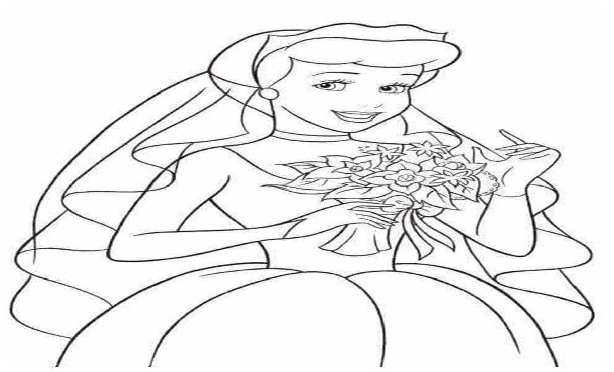 Pengantin cinderella dengan buket bunga