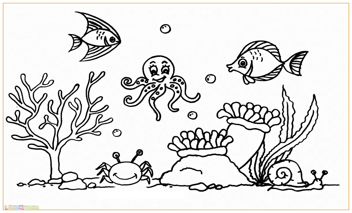 Mewarnai gambar dasar laut arini gambar riset